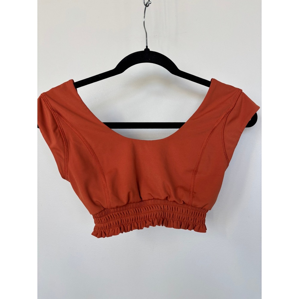 FP Movement Free People Free-To-Be-You Crop Top Rust Orange Smocked Hem XS